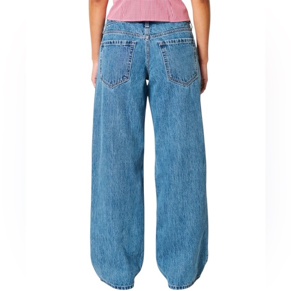 Hollister Low Rise Baggy Jeans Size 0 25 Wide Leg Medium Wash 100% Cotton Denim - Picture 2 of 13